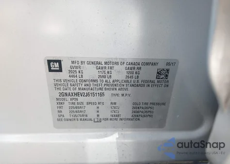 2018 Chevrolet Equinox Ls из США, поврежденный, VIN 2GNAXHEV2J6151165